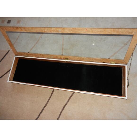 Two Flea Market Display Case Portable Wood with Handels,Velvet Lining 49" long - Picture 3 of 10